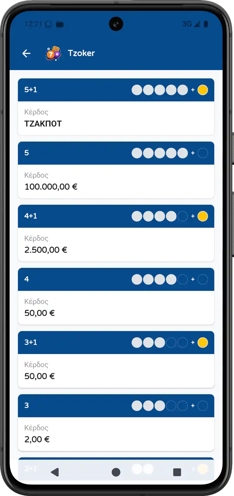 Screenshot of Lucky Play KINO prize tables and guides